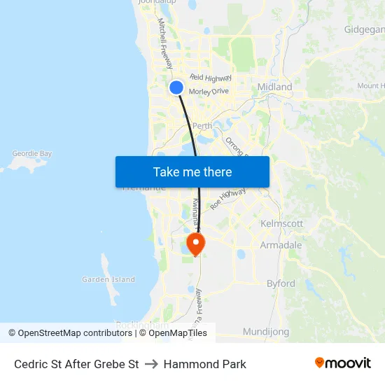 Cedric St After Grebe St to Hammond Park map