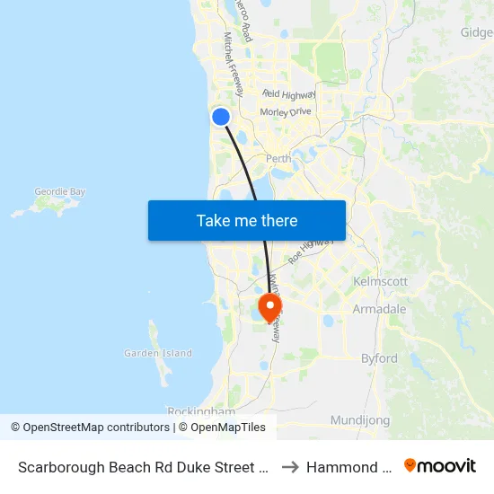 Scarborough Beach Rd Duke Street Cat Id 15 to Hammond Park map