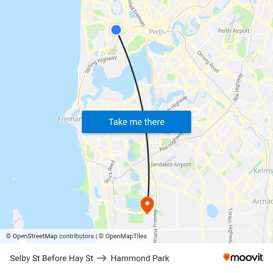Selby St Before Hay St to Hammond Park map