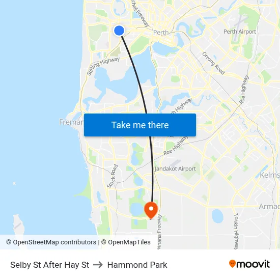 Selby St After Hay St to Hammond Park map