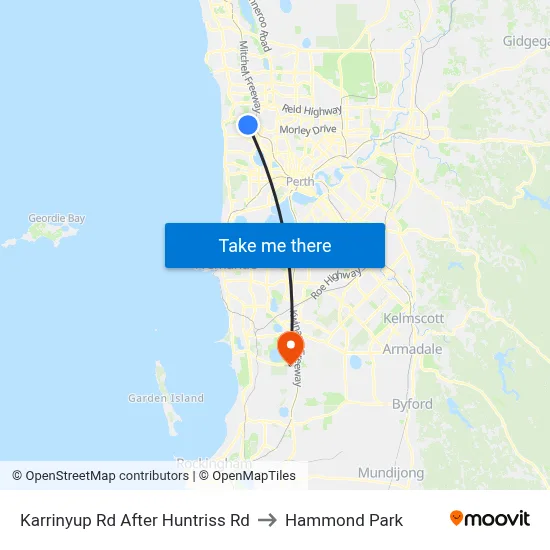 Karrinyup Rd After Huntriss Rd to Hammond Park map