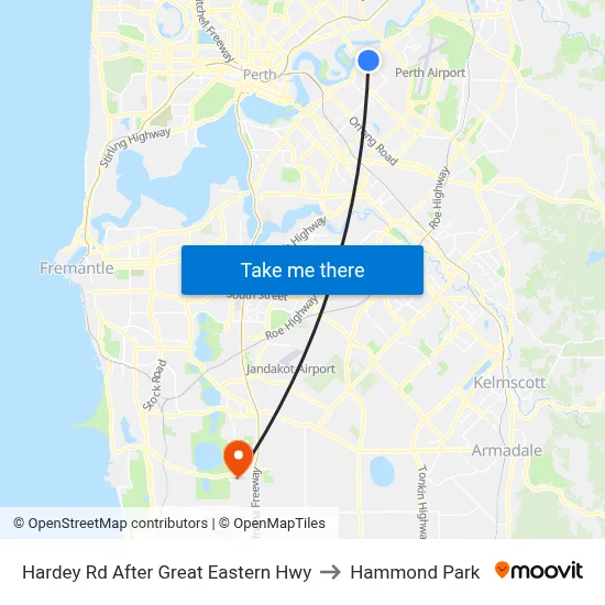 Hardey Rd After Great Eastern Hwy to Hammond Park map
