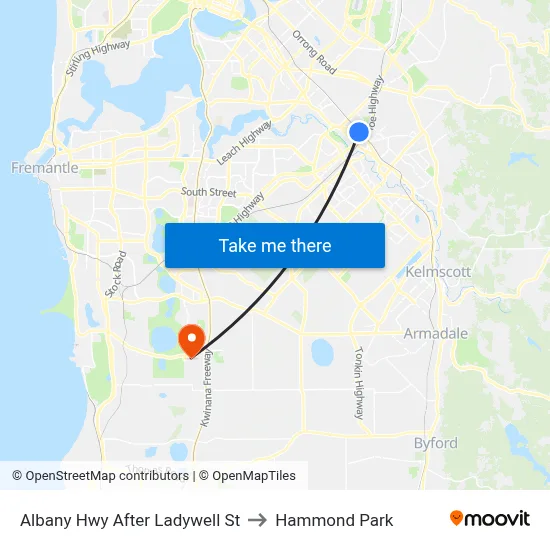 Albany Hwy After Ladywell St to Hammond Park map