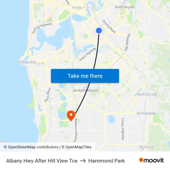 Albany Hwy After Hill View Tce to Hammond Park map