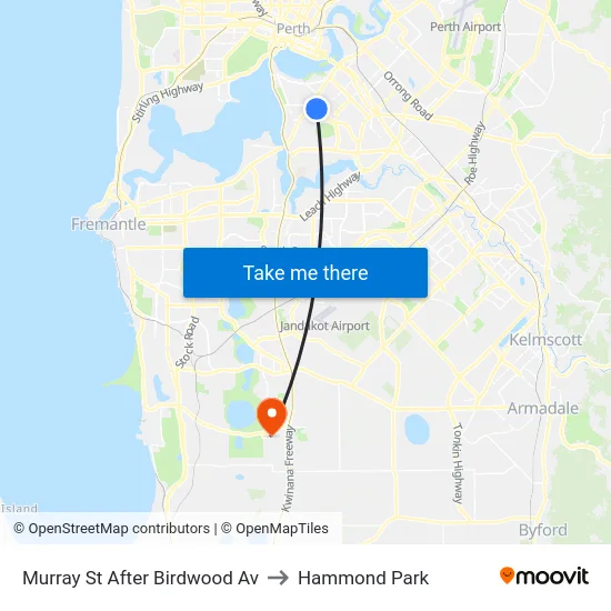 Murray St After Birdwood Av to Hammond Park map