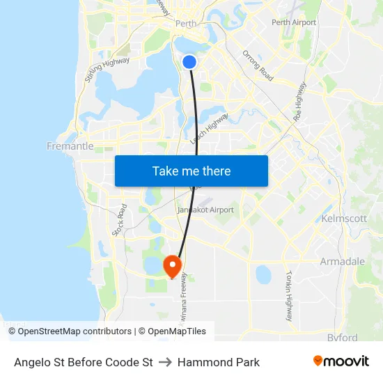 Angelo St Before Coode St to Hammond Park map