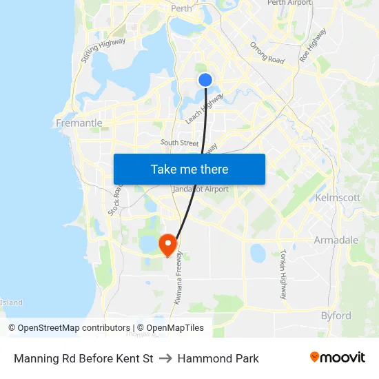 Manning Rd Before Kent St to Hammond Park map