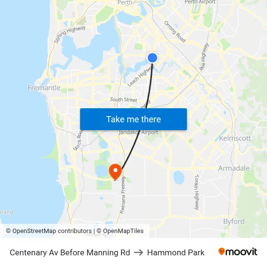 Centenary Av Before Manning Rd to Hammond Park map