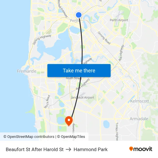 Beaufort St After Harold St to Hammond Park map