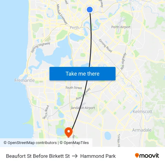 Beaufort St Before Birkett St to Hammond Park map