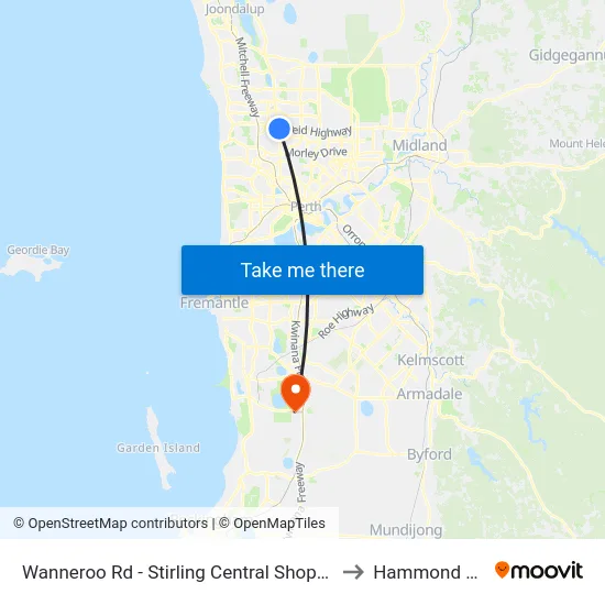 Wanneroo Rd - Stirling Central Shopping Ctr to Hammond Park map