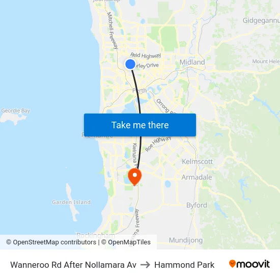 Wanneroo Rd After Nollamara Av to Hammond Park map
