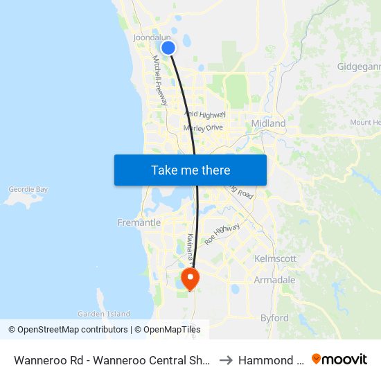 Wanneroo Rd - Wanneroo Central Shopping Ctr to Hammond Park map