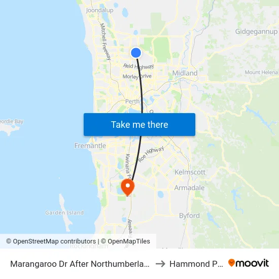 Marangaroo Dr After Northumberland Av to Hammond Park map