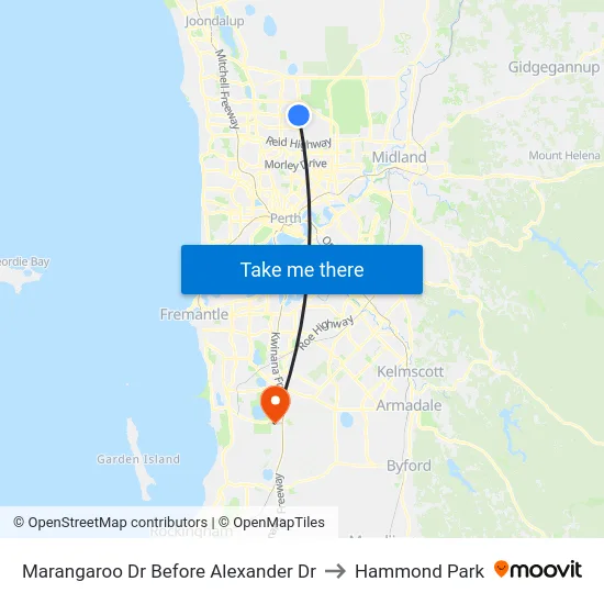 Marangaroo Dr Before Alexander Dr to Hammond Park map