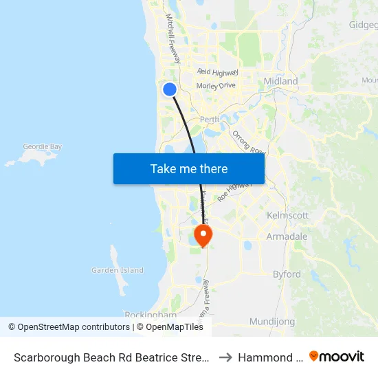 Scarborough Beach Rd Beatrice Street Cat Id 28 to Hammond Park map