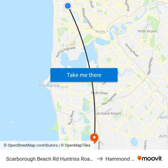 Scarborough Beach Rd Huntriss Road Cat Id 31 to Hammond Park map