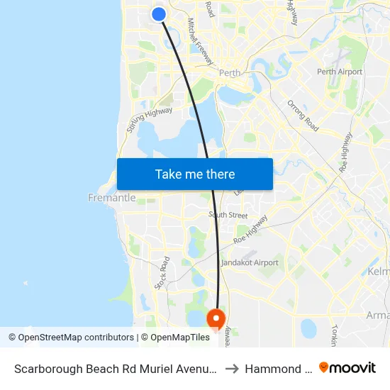 Scarborough Beach Rd Muriel Avenue Cat Id 32 to Hammond Park map