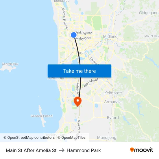 Main St After Amelia St to Hammond Park map