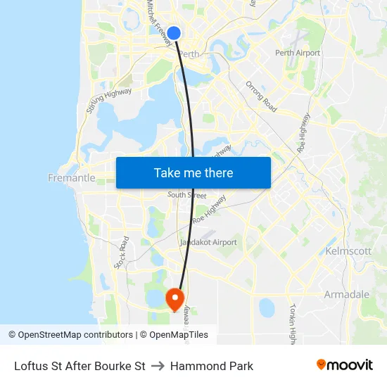 Loftus St After Bourke St to Hammond Park map