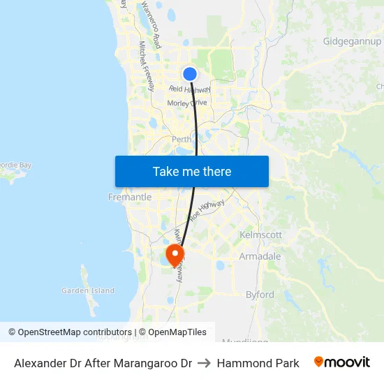 Alexander Dr After Marangaroo Dr to Hammond Park map