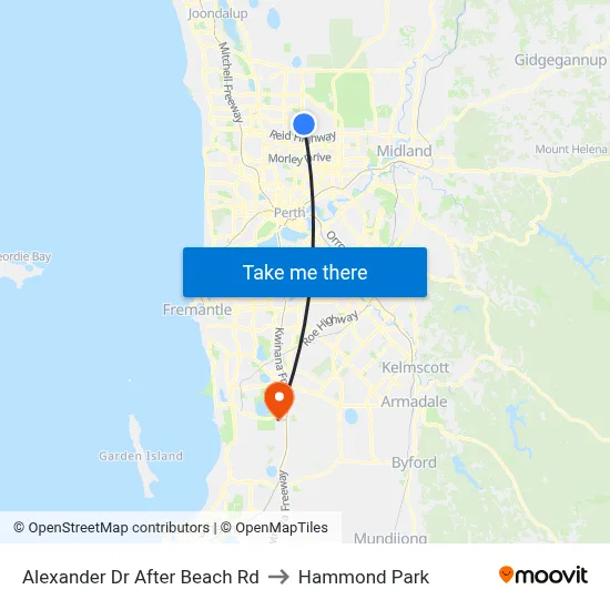 Alexander Dr After Beach Rd to Hammond Park map