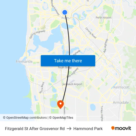 Fitzgerald St After Grosvenor Rd to Hammond Park map