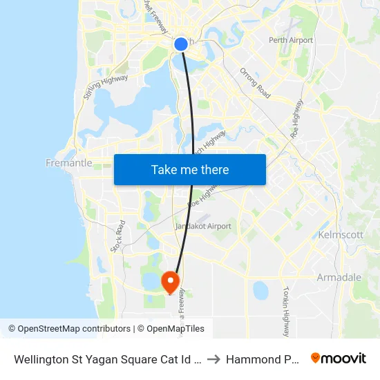 Wellington St Yagan Square Cat Id 59 to Hammond Park map