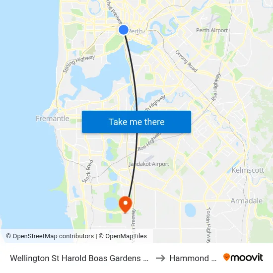 Wellington St Harold Boas Gardens Cat Id 41 to Hammond Park map