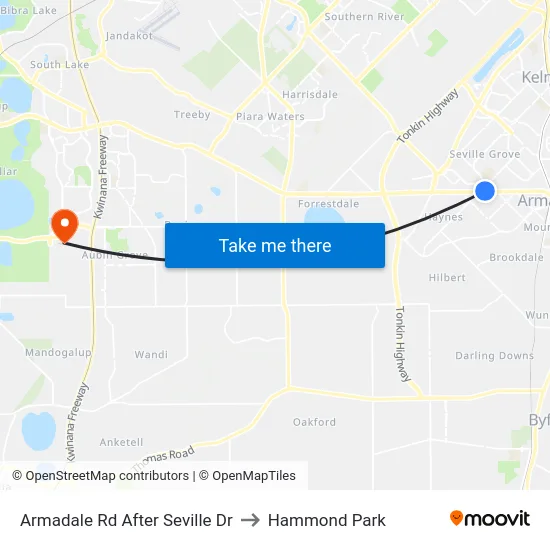 Armadale Rd After Seville Dr to Hammond Park map