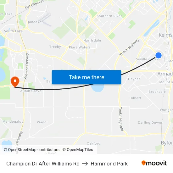 Champion Dr After Williams Rd to Hammond Park map