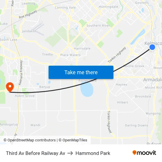 Third Av Before Railway Av to Hammond Park map