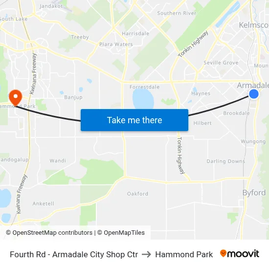 Fourth Rd - Armadale City Shop Ctr to Hammond Park map
