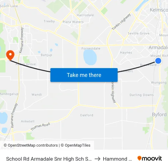 School Rd Armadale Snr High Sch Stand 2 to Hammond Park map