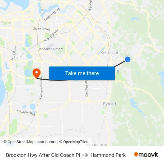 Brookton Hwy After Old Coach Pl to Hammond Park map