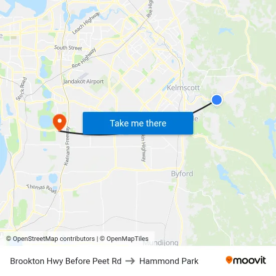 Brookton Hwy Before Peet Rd to Hammond Park map