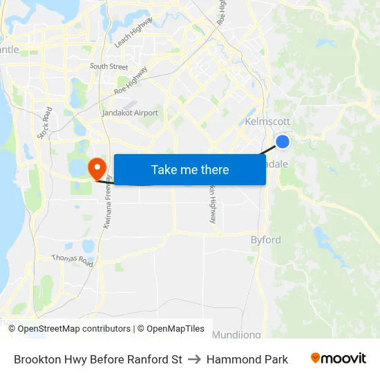 Brookton Hwy Before Ranford St to Hammond Park map