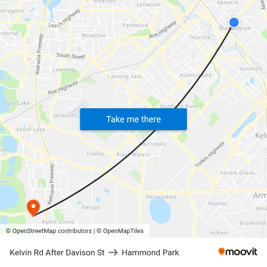 Kelvin Rd After Davison St to Hammond Park map