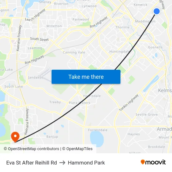 Eva St After Reihill Rd to Hammond Park map
