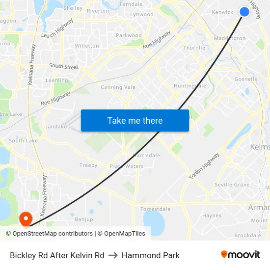 Bickley Rd After Kelvin Rd to Hammond Park map