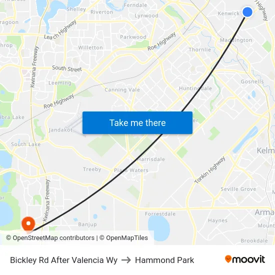 Bickley Rd After Valencia Wy to Hammond Park map