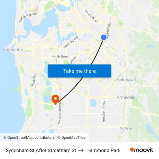 Sydenham St After Streatham St to Hammond Park map