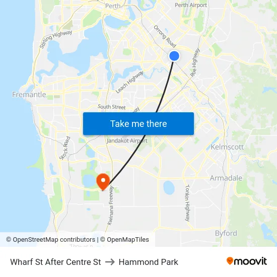 Wharf St After Centre St to Hammond Park map
