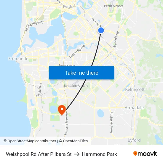 Welshpool Rd After Pilbara St to Hammond Park map