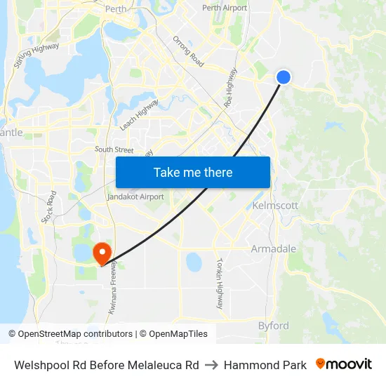 Welshpool Rd Before Melaleuca Rd to Hammond Park map