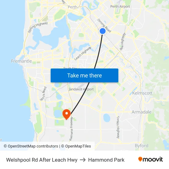 Welshpool Rd After Leach Hwy to Hammond Park map