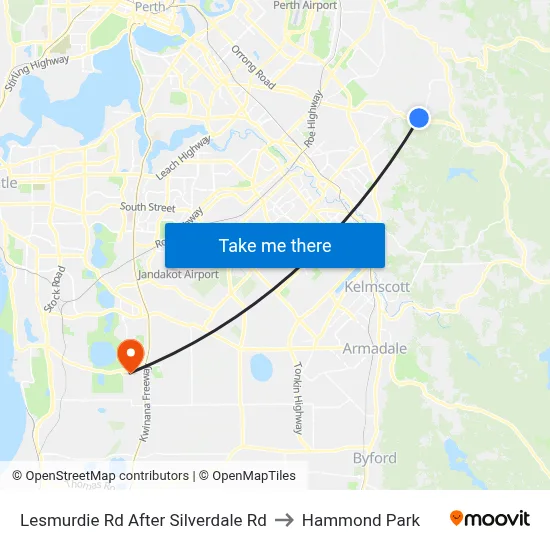 Lesmurdie Rd After Silverdale Rd to Hammond Park map