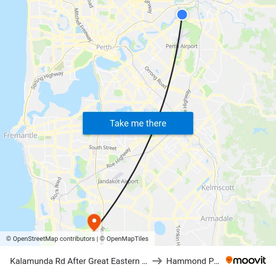 Kalamunda Rd After Great Eastern Hwy to Hammond Park map