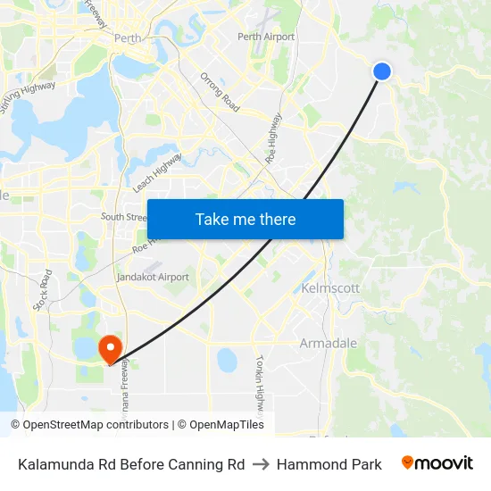 Kalamunda Rd Before Canning Rd to Hammond Park map