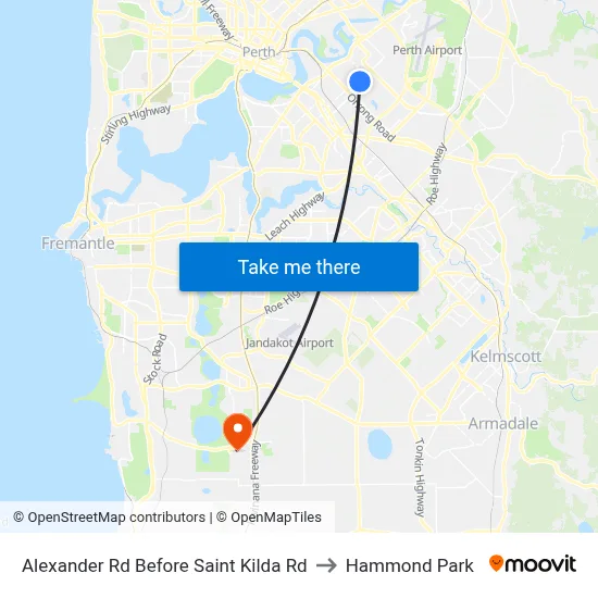 Alexander Rd Before Saint Kilda Rd to Hammond Park map